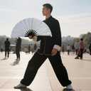 3 x Large Hand Fan Folding Rave Fans(White)-Premium Glitter Fabric & Portable Bamboo Frame for Line Dancing,EDM Festivals Gift,Club Parties,Kung Fu (silver)