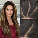 AISI HAIR 13x4 HD Lace Front Wig Brown Highlight Pre Plucked With Baby Hair Straight Glueless Synthetic Wigs for Women 28inch Beginner Friendly