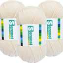 150g (3x50g) 3 Pieces of Mixed/Solid Color Crochet Knitting and Handicraft Yarn in Bulk, Fluffy and Soft, Worsted 100% Acrylic Yarn (Rice White)