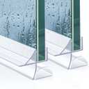 Pushglossy Shower Door Bottom Seal 2 Sets 3/8" x 39.37" Frameless Glass Shower Door Sweep Seal Strip with Drip Rail, Stop Water Leaks