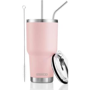 DS 30oz Sakura Pink Tumbler Stainless Steel Double Wall Vacuum Insulated Mug with Straw and Lid, Cleaning Brush for Cold and Hot Beverages