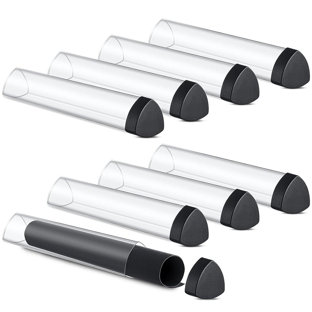 Hsei 8 Pcs Gaming Prism Playmat Tube 15 Inch Play Mat Poster Holder Tube Easy in and Out Playmat Case for Card Storage Toy Card Play Mat, Won't Roll Off Surfaces(Black, Clear)
