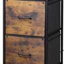 DEVAISE 2 Drawer Mobile File Cabinet, Rolling Printer Stand, Fabric Vertical Filing Cabinet fits A4 or Letter Size for Home Office, Rustic Brown Wood Grain Print, 15.4 inches x 26.8 inches x 15.7 inches