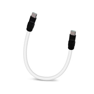 Color Block Chubby - Power Bank Friendly Short 240W Fast Charging Cable for iPhone 16 15 Pro Max Silicone USB C Cable for Samsung, iPad, MacBook, White+Black, Type-C to Type-C, 0.82FT