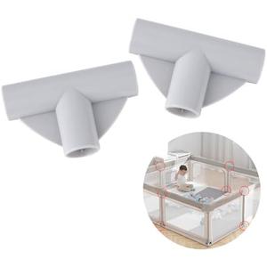 Wiojtry Baby Playpen Parts T-Shaped Joint, Baby Playpen Accessories for Baby Play Yard Baby, Playpen Replacement Connectors, (2 Pcs/Diameter2.5cm), gray