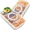 Snack Box Container, Dishwasher Safe Fruit Snack Containers, 2 Pack Divided Serving Tray with Lid for Veggie, Candy, Snackle Charcuterie Boxes for Kids, Adults,Travel and Picnic, White 