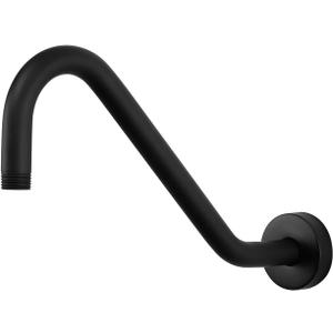 NearMoon J Shaped Shower Extension Arm, Stainless Steel Shower Head Height Extender with Flange, Riser Pipe Design for Cozy Shower Experience, Standard 1/2" Connection (12 Inch, Matte Black)