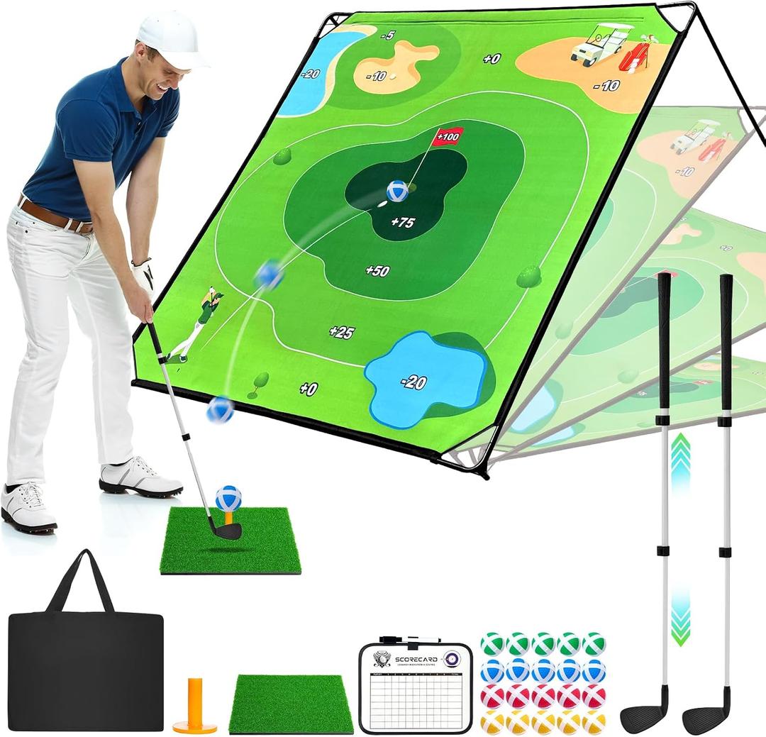 URUQ Golf Chipping Game with 6 x 6 FT Large Target Mat Training Set, 70 inches x 70 inches