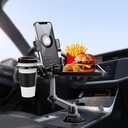 Cup Holder Tray for Car, Car Cup Holder Tray with Phone Stand, Car Table Tray, Detachable 360 Rotation, Ideal for Daily use and Road Trip Dining (1 Food Tray)
