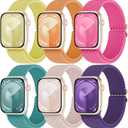 6 Pack Braided Stretch Solo Loop Bands Compatible with Apple Watch 38mm 40mm 41mm 42mm Women Men, Adjustable Nylon Elastics Strap for iWatch Series 10/9/8/7/6/5/4/3/2/1 Ultra SE