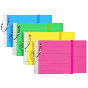 YIZUUN Index Cards 3x5, Flash Cards with Ring, 200 PCS, Ruled Note Cards, Flash Cards for Studying, 4 Packs of 50 sheets, 3x5 Note Cards for Office, Home, School
