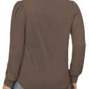 Long Sleeve Shirts for Women Plus Size Flowy Swing Pleated Blouse Coffee (Brown)