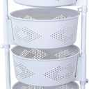dbest products Octopus 360 4 Tier Rolling cart Kitchen Organization Plastic Rotating Fruit Basket Teacher Classroom Supplies Organizer Makeup Storage Hair Salon Trolley Swivel Lockable Wheels Bar