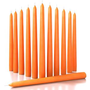 CANDWAX 10 inch Taper Candles Set of 12 - Tall Candles Unscented - Orange Tapered Candle Sticks Perfect as Halloween Taper Candles - Orange Candles
