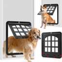 Large Dog Screen Door, 13 x 17 inches Flap Opening Dog Door for Screen Door with 4 Entry Ways, Magnetic Self-Closing Pet Screen Door for Dogs Cats, Black