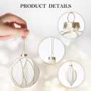 WDS WONDROUS Christmas Ornaments White and Gold Line, Glass Set of 9 Vintage Christmas Ball & Teardrop for Xmas Tree Ornament Set, Hanging Assorted Glass Balls for Holiday Home Party Decor