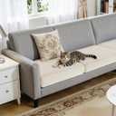 Hokway Velvet Couch Cushion Covers Water Resistant Seat Covers Stretch Sofa Cushion Protector(3 Cushion XL-Sofa, Ivory)