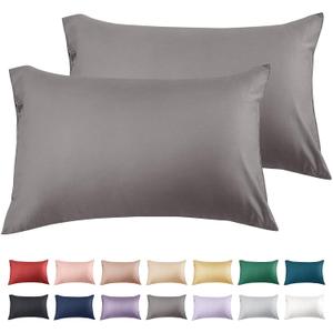 Warmstar Cotton Pillow Cases Queen Size Set of 2, 600 Thread Count Pillowcases 20x30 Inches, Soft Long Staple Cotton Pillowcases Breathable with Envelope Closure,Dark Grey