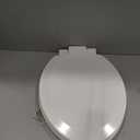 Elongated Toilet Seat Angol Shiold Quiet-Close Molded Wood Toilet Seat with Non-Slip Adjustable Hinges, Anti-Pinch Bumpers, Easy Install & CleanWhite, Elongated 18.5''