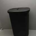 Mind Reader 60L Slim Laundry Hamper, Clothes Basket, Lid, Wicker Design, Plastic, 17.65"L x 13.75"W x 24.15"H, Black