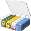 Tea Bags Organizer with Lids - Acrylic Tea Packet Organizer for Countertop Pantry, Stackable Clear Storage Box - Large