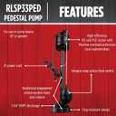 Red Lion RLSP33PED 115 Volt, 1/3 HP, 3300 GPH Thermoplastic Pedestal Pump with 8-Ft. Cord, Black, 14942052