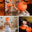 4 Pcs 11 Inch Halloween Bonnets for Sleeping Halloween Party Favors Basket Stuffers Fillers Goodie Bags Pumpkin Sleep Hat for Long Curly Hair Single Layer Scrub Cap Home Party Treat Bags Gifts