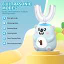 Kids U Shaped Electric Toothbrush, Automatic 360 Sonic Cleaning, 6 Modes, 4 Brush Heads, Cute Cartoon Koala Design (2-6 Age (Grey Blue))