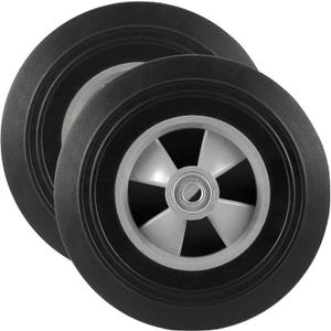 HAKZEON 2 Pack 10 x 2.5 Inch Flat Free Solid Rubber Tires and Wheel, Solid Wheels with 5/8 Inch Axle Hole, Cart Dolly Hand Truck Replacement Wheels, 330lbs Loading Capacity