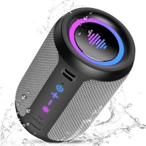 Portable Bluetooth Speaker with Lights, Bluetooth 5.4 Speaker, Powerful Crystal Clear Sound,All Day Playtime,15W Loud Stereo Sound, IPX7 Waterproof,TWS pairing for Outdoor/Home/Party/Travel,Gift Ideas