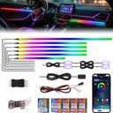 2026 Upgraded Interior Car LED Strip Lights, Acrylic LED Lights for Car Dynamic Dreamcolor Chasing, Dual-Zone Control,Ambient Lighting Kits Music Sync Dreamcolor 10 in 1 with Self-Developed APP