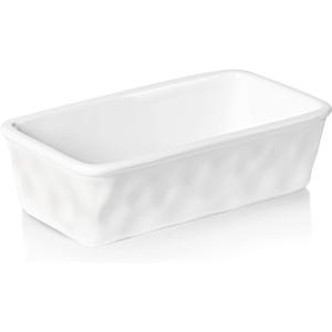 HAOTOP Ceramics Small Nonstick Baking Bread Loaf Pan, 8.5 x 4.6 Inch (White)