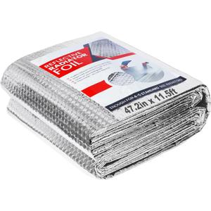 Reflective Insulation roll 47.2 in X 11.5 FT Double Reflective Bubble Insulation Sheet, Aluminum Foil Thermal Insulation Reflective Barrier for Windows, RoofGarage Door