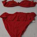 Saodimallsu Womens 2 Piece High Waisted Swimsuit Ruffle Bikini Sets Twist Knot Ribbed Bathing Suits (Large, Red)