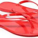 Women Flip Flops Jelly Shoes Thong Sandals Flat Slides Clear Jellies Pool Slippers Bathroom Summer Beach Size 8 Ladies Non Slip Dress Comfortable Quick Drying Soft (Red)