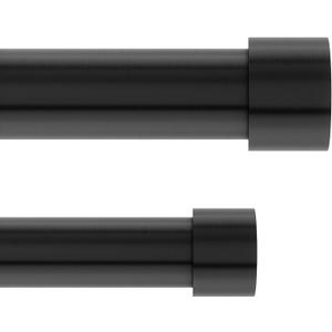 Umbra Cappa Double Curtain Rod, Includes 2 Matching Finials, Brackets & Hardware, 66 to 120-Inch, Black