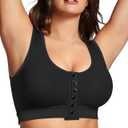 BRABIC Front Closure Post Surgery Compression Bras for Women Mastectomy Full Coverage Wireless Bra with Back Smoothing Comfort Black, XX-Large