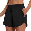 CAMPSNAIL Running Shorts for Women - 3" Athletic High Waist Quick Dry with Liner Zipper Pockets for Workout Gym Black L