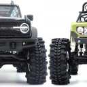 HOBBYSOUL RC 1.0 Mud Terrain Tires Tyres 61mm Tall & Adjustable Offset 1.0 beadlock wheels Rims For RC Mud Crawler 1/18 TRX4M 1/24 SCX24 FMS24 FCX24 Upgrades (Black)