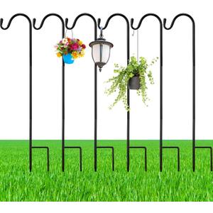 6 Pcs 24 Inch Shepherds Hook for Outdoor Adjustable Bird Feeder Pole Metal Steel Shepard Hooks for Hummingbird Stand Feeder Pole for Garden Plant, Lantern, Hanging Wedding Decor