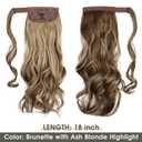 CJL HAIR 18" Long Ponytail Hair Extension Wrap Around Pony Tail Clip in Curly Wavy Synthetic Fake Hairpiece for Women Ash Medium Brown/Ash Blonde