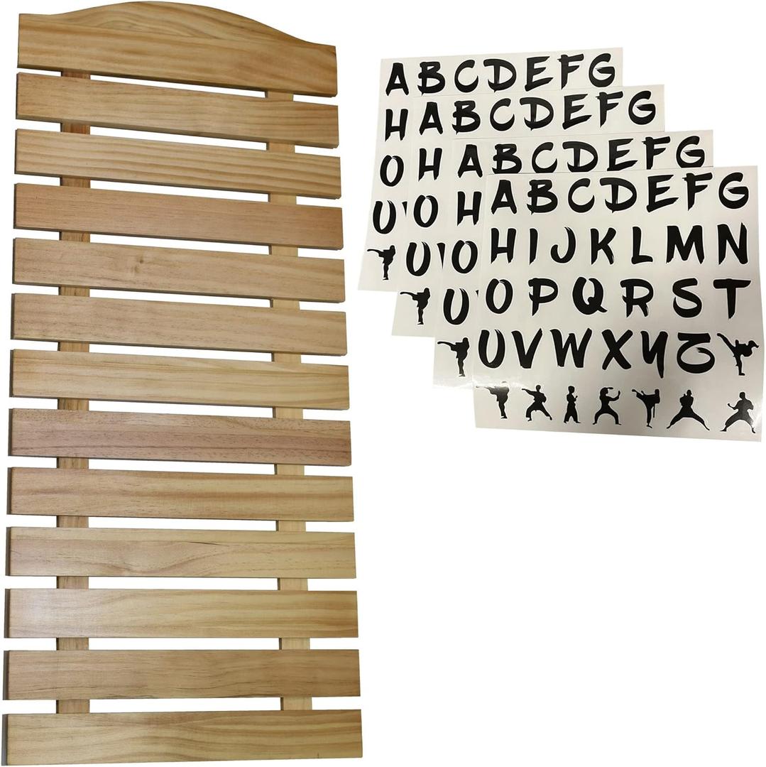 12 (Twelve) Belt Karate Martial Arts Belt Display - Thick Wood