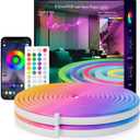 SILFU Neon Rope Lights, 20FT RGB LED Strip Lights, Waterproof IP67 LED Lights for Bedroom, DIY Design, Music Sync, 44 Key Remote Control, Multiple Modes for Bedroom, Holiday Decoration