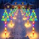 12 Pack Christmas Decorations Outdoor, Solar Christmas Tree Lights with 156 Bright LED and 10 Lighting Modes, 7 Colorful Waterproof Xmas Decor for Pathway Yard