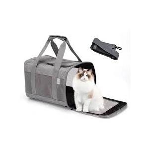 MIDOG Cat Carrier Soft for Small to Medium-Sized Cats,Up to 15 Lbs, TSA Airline Approved Soft Sided Pet Carrier,Collapsible Travel Cat Carry Bag(Grey)