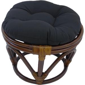 Blazing Needles Solid Twill Round Footstool Cushion, 18", Black