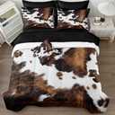 Bedbay Cow Print Comforter Set King Size Animal Skin Bedding 8 Pcs King Bed in a Bag Western Cowhide Rustic Bedding Brown Milk Cow Print Bedding Soft Cow Bed Set for All Seasons(Brown,King) On The Double Place