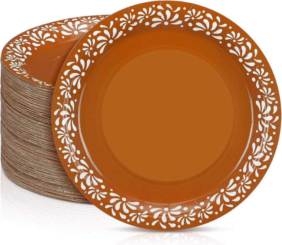 Yungyan 100 Pcs Cielito Lindo Plates Platos De Barro Mexicanos Paper Plates Baby Shower Cielito Lindo Party Supplies 9 Inch Mexican Plate Terracotta Clay Pottery Cinco De Mayo Wedding Party Decoration