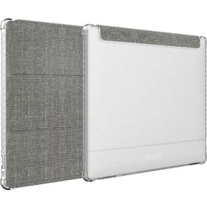 TUDIA SKN FLIP Designed for Onyx Boox Go Color 7 Case (2024) - [Enhanced Auto Wake/Sleep Technology] Shockproof Slim Transparent TPU Back with Textured Leather Trifold 7" Cover (Grey)