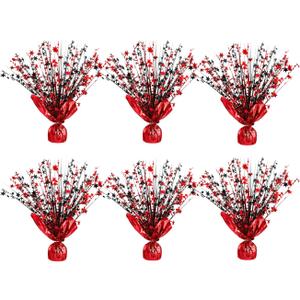 6 Pack Metallic Foil Spray Centerpiece Stars for Wedding, Birthday, Anniversary, Christmas Table Decor, Holiday Festival Baby Shower Graduation Mantle Party Decorations (Red&Black)